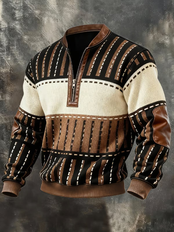 Shane | Lezser Retro Férfi Félcipzáras Pulóver