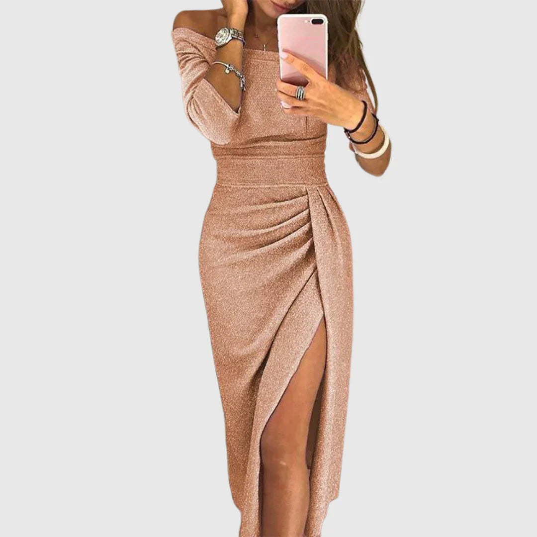 Isabeau | Elegáns áramló szabású halter maxi ruha