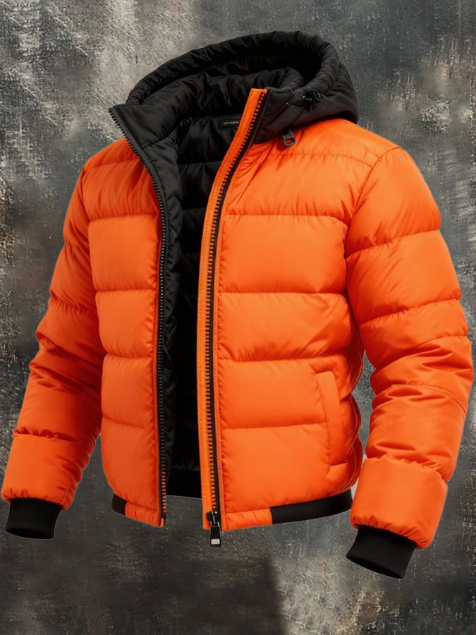 Barney | Meleg Kapucnis Férfi Puffer Dzseki Praktikus Zsebekkel