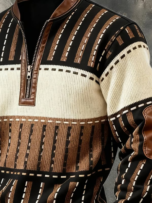 Shane | Lezser Retro Férfi Félcipzáras Pulóver