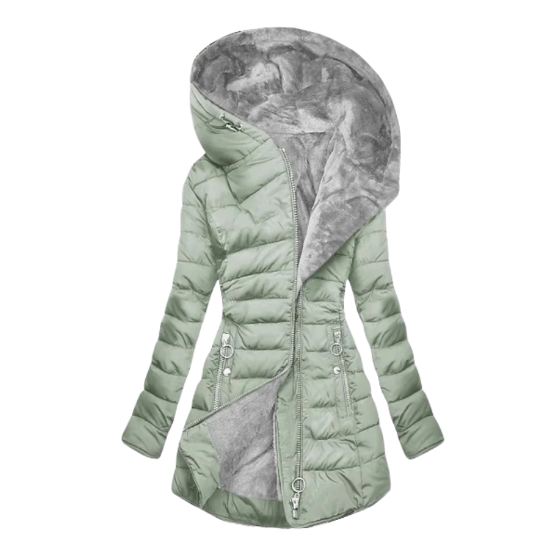 Lucia | Női meleg kapucnis télikabát műszőrme béléssel